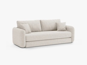 Canapea extensibila bej deschis din textil pentru 3 persoane Dormi Micadoni