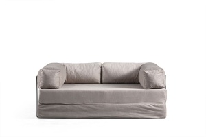 Canapea extensibila gri deschis din textil pentru 2 persoane Via Con The Home Collection