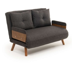 Canapea extensibila gri inchis din textil pentru 2 persoane Cosmo The Home Collection