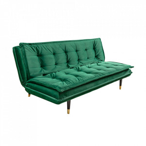 Canapea extensibila verde smarald din catifea si lemn 184 cm Magnifique Invicta Interior