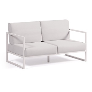 Canapea exterior alba din textil pentru 2 persoane Comova Kave Home