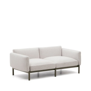 Canapea exterior alba/verde din textil pentru 2 persoane Sorells Kave Home