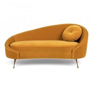 Canapea galbena din inox si catifea pentru 2 persoane I Am Not A Croissant Ochre Bold Monkey