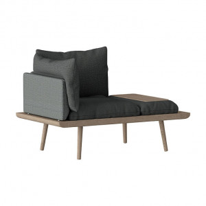 Canapea gri/maro stejar din poliester si lemn pentru 1,5 persoane Lounge Around Umage
