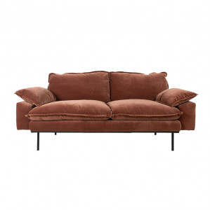 Canapea maro din catifea pentru 2 persoane Retro HKliving