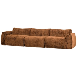 Canapea maro din textil pentru 3 persoane Baggy 3D Chenille Woood