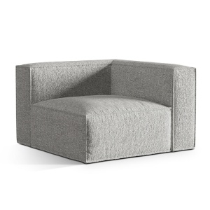 Canapea modulara argintie din textil pentru 1 persoana Nuria Right Monsil Micadoni