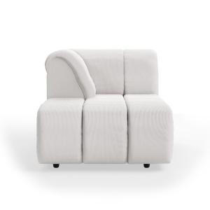 Canapea modulara crem din textil 98 cm Wave Rib Left Divan HKliving