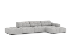Canapea modulara cu colt argintie din textil pentru 5 persoane Jennifer Chenille Right Micadoni