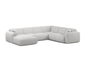 Canapea modulara cu colt argintie din textil pentru 6 persoane Molino Panoramic Chenille Eden Right Micadoni