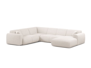 Canapea modulara cu colt bej din textil pentru 6 persoane Molino Panoramic Chenille Eden Left Micadoni