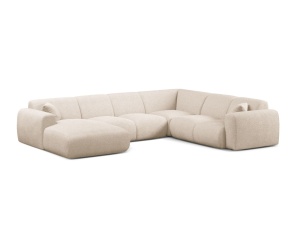 Canapea modulara cu colt bej din textil pentru 6 persoane Molino Panoramic Boucle Right Micadoni