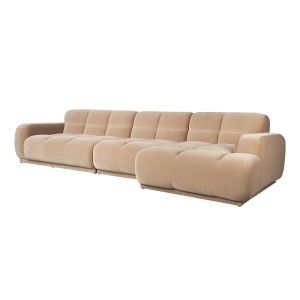 Canapea modulara cu colt din textil bej pentru 6 persoane Hazel Right Zuiver