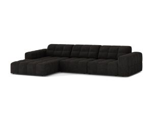 Canapea modulara cu colt gri antracit din textil pentru 4 persoane Jennifer Chenille Left 294 Micadoni