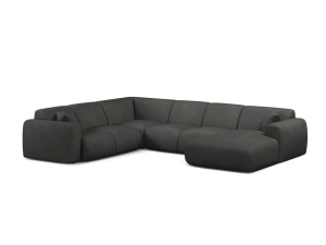 Canapea modulara cu colt gri inchis din textil pentru 6 persoane Molino Panoramic Chenille Rebel Left Micadoni