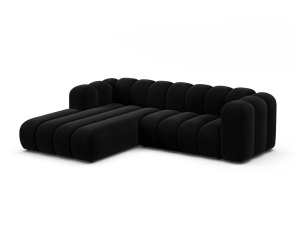 Canapea modulara cu colt neagra din catifea pentru 4 persoane Lupine Left Micadoni
