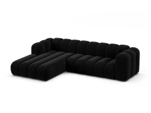 Canapea modulara cu colt neagra din catifea pentru 4 persoane Lupine Left Micadoni