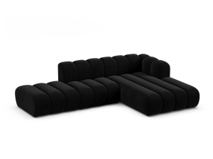 Canapea modulara cu colt neagra din catifea pentru 5 persoane Lupine Right Micadoni