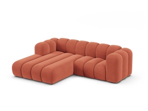 Canapea modulara cu colt rosu corai din catifea pentru 3 persoane Lupine Left Micadoni