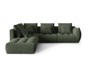 Canapea modulara cu colt verde muschi din textil pentru 4 persoane Bloom Wind Left Micadoni