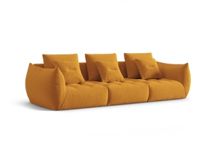 Canapea modulara galbena din catifea pentru 4 persoane Bloom Micadoni