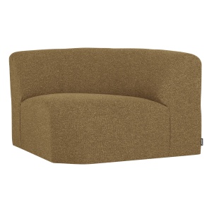 Canapea modulara galbena/maro din textil 110 cm Mojo Round Boucle Woood