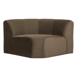 Canapea modulara grej din catifea 110 cm Mojo Corner Woood