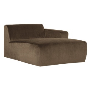 Canapea modulara grej din catifea 112 cm Mojo Longue Right Woood