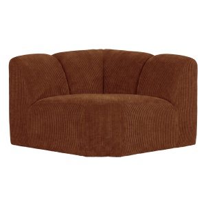 Canapea modulara maro ruginiu din textil 105 cm Mojo Rib Corner Woood