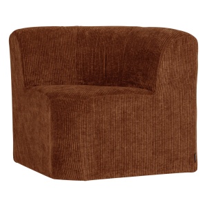 Canapea modulara maro ruginiu din textil 80 cm Mojo Rib Corner Woood