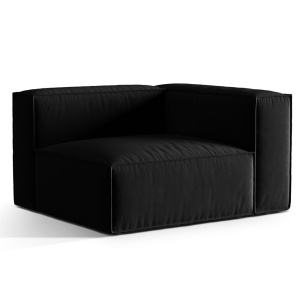 Canapea modulara neagra din catifea pentru 1 persoana Nuria Right Parisian Micadoni