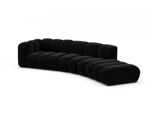 Canapea modulara neagra din catifea pentru 5 persoane Lupine Left Micadoni