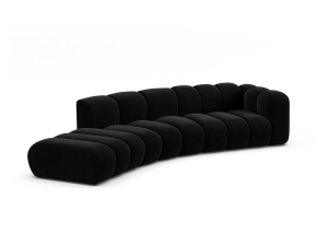 Canapea modulara neagra din catifea pentru 5 persoane Lupine Right Micadoni