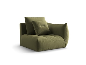 Canapea modulara verde deschis din catifea pentru 1 persoana Bloom Right Micadoni