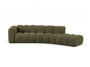 Canapea modulara verde din textil pentru 5 persoane Lupine Chenille Left Micadoni