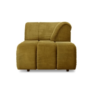 Canapea modulara verde oliv din catifea 177 cm Wave Mid Royal Right HKliving