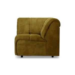 Canapea modulara verde oliv din catifea 98 cm Wave Royal Right HKliving