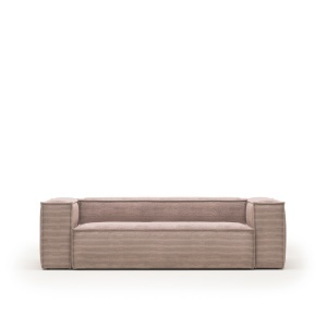 Canapea roz din catifea pentru 3 persoane Blok FR Kave Home