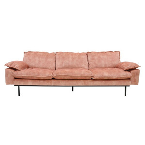 Canapea roz din catifea si metal pentru 4 persoane Retro Sofa HK Living