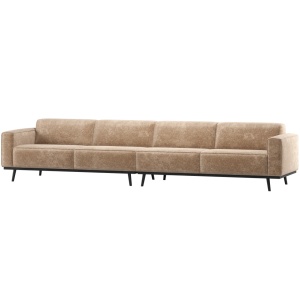 Canapea roz piersica din catifea pentru 4 persoane Statement XL Woood