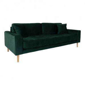 Canapea verde din catifea pentru 3 persoane Lido House Nordic
