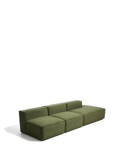 Canapea verde din textil pentru 3 persoane Blok Corduroy Right Kave Home