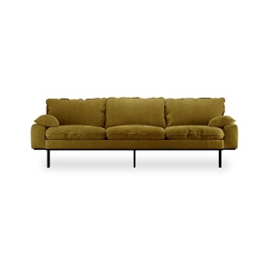 Canapea verde oliv din catifea pentru 4 persoane Retro Royal HKliving