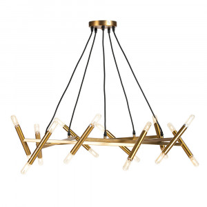 Candelabru auriu din metal cu 20 becuri Walton Thai Natura