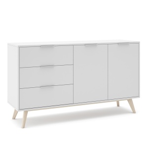 Comoda alba din lemn 140 cm Campus Quiet Object