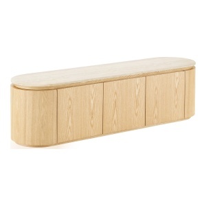 Comoda TV alb antic/maro 160 cm Larvik House Nordic
