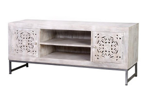 Comoda TV alba din lemn 130 cm Mykonos Giner y Colomer