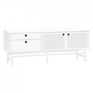 Comoda TV alba din metal 140 cm Punto Teulat