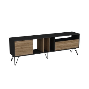 Comoda TV maro nuc/neagra din metal 180 cm Mistico The Home Collection