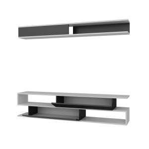 Comoda TV si raft albe/negre Sims The Home Collection